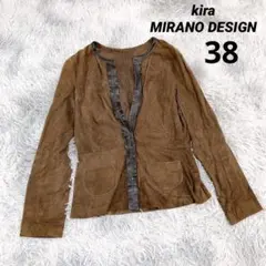 【キラミラノデザイン】レザージャケット 薄手 (38) ゴート 山羊 ブラウン