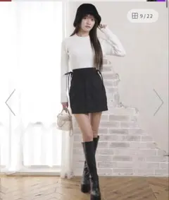 リップサービス　サイドリボンダイヤステッチミニスカート