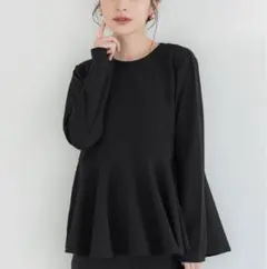 ダークグレー ペプラムデザイン 長袖トップス 160/88L coca