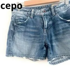 レア！cepo ショートパンツ S インディゴブルー アメカジ デニム ダメージ