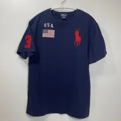 現行 ポロラルフローレン 刺繍 ビッグポニー USA 星条旗 Y2K Tシャツ