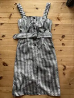 ギンガムチェック ノースリーブ　タイトワンピース