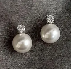 ピアス 両耳 結婚式 ストーン シルバー パールピアス
