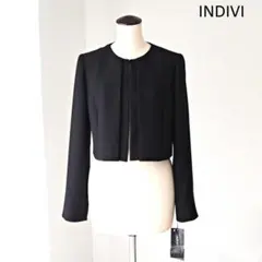 未使用タグ付き INDIVI ソワール フォーマルノーカラージャケット 40 黒のサムネイル