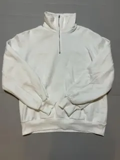 GU ハーフジップ スウェット ホワイト S