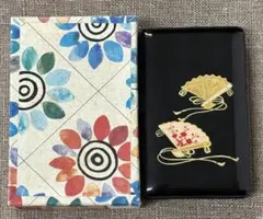 漆器 裁縫箱 針箱 扇柄 黒漆塗り(使用品・箱付き)