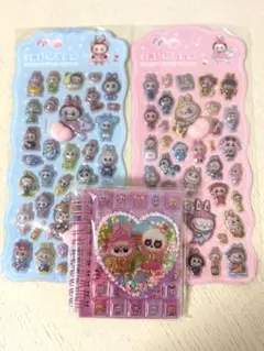⭐️値下げ⭐️ラブブ おしりシール2枚＋シャカシャカノート オーロラタイル