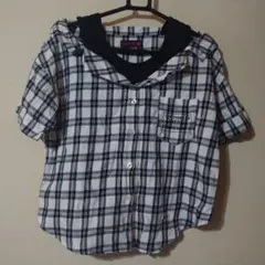 メルカリ便 ラブトキシック チェックレイヤード風肩出しブラウス風カットソー150