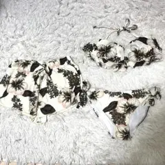 エンジェルルナ 水着 3点セット 花柄 ビキニ ショートパンツ　アイボリー　Mのサムネイル