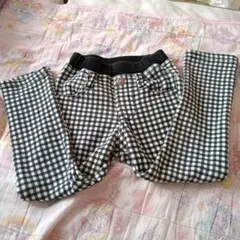 ギンガムチェック柄長ズボン裏起毛