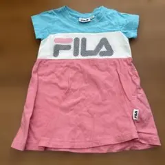 ※6/12まで※　FILA 半袖ワンピース 90 ピンク×ホワイト×ライトブルーのサムネイル