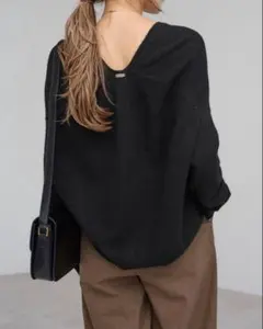 【新品】BONJOUR SAGAN ／プレート付ドレープニット／ブラック