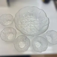 【未使用】ガラス 素麺皿 セット 大皿 小鉢5点 51のサムネイル