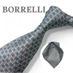LUIGI BORRELLI シルバー小紋　ネクタイ イタリア製 セッテピゲ