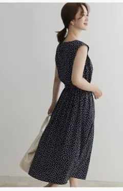 ＊DOORS＊ドット黒白 ウエストマーク ロングワンピース