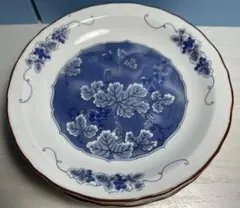 大吉窯 平皿 青色ブドウ 5皿セット 昭和レトロ