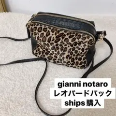 ジャンニノターロ　レオパード　レザー　バック　ハラコ