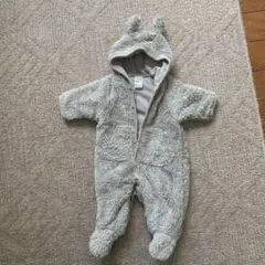 グレー フリースロンパース 耳付き