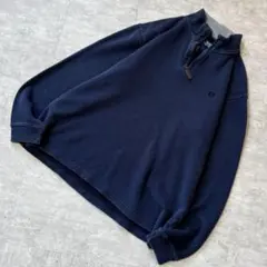 暁*様 00s CHAPS ハーフジップ スウェット ボーダー 刺繍ロゴ ネイビ