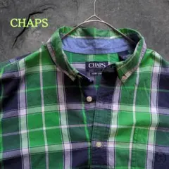 チャップス チェックシャツ グリーン イージーケア刺繍ロゴ