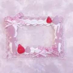 硬質ケースデコ ピンク いちご ホイップデコ トレカケース量産型