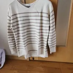GLOBAL WORK ストライプ Vネック 長袖 Tシャツ S