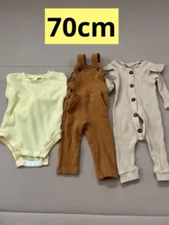 ロンパース・オーバーオール3点セット70cm 女の子　春秋　まとめ売り