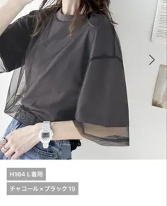 チュールレイヤードバックプリント シンプルTシャツ jv1010288のサムネイル