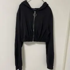 シーイン パーカー フード 長袖 ショート丈 M 黒 ポリエステル ストリート