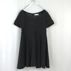 Rew de Rew ルゥデルゥ ドット柄 半袖 膝丈 ワンピース ブラック M