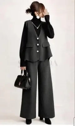 新品未使用 韓国系 セットアップ 3点セットダークグレー