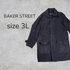 BAKER STREET アウター コート 襟付き ボタン ヘリンボーン グレー