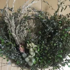 よもぎリース　紫陽花タグ付き　横30センチ