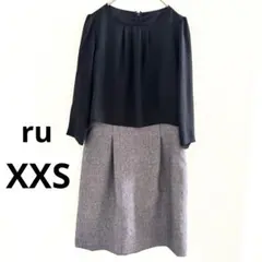 ru マルイ　ブラウス　ドッキング　ワンピース　ネイビー　小さいサイズ　XXS
