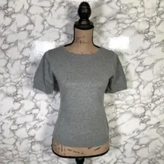 美品　HIROKO KOSHINO 　（9） カシミヤ混半袖ニットセーターグレーのサムネイル