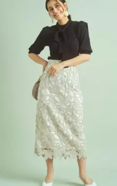 マイストラーダクレマチスレーススカートサイズ34ベージュ春色