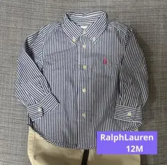 青白ストライプ　ラルフローレン長袖シャツ　80サイズ　12M
