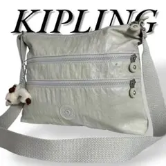 美品　KIPLING　278　ショルダーバッグ　ナイロン　ベージュ系