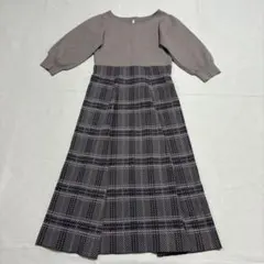 JILLSTUART リブニットドッキングワンピース くすみピンクグレー