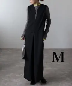 BONJOUR SAGAN ディープVネックオールインワン　黒　M