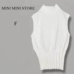 ミニミニストア【F】ノースリーブニットトップス ハイネック ホワイトのサムネイル