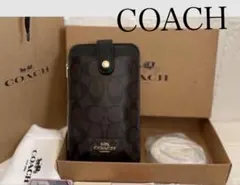 COACH スマホショルダーバッグ ブラウン