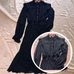 アンクルージュ | ドットスイス ロング丈ワンピース