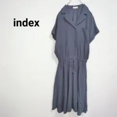 インデックス【M】シャツワンピース　半袖　ドルマン　ウエストリボン　ワールド