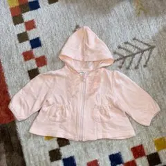 薄ピンクパーカーフード付き　60〜70cm