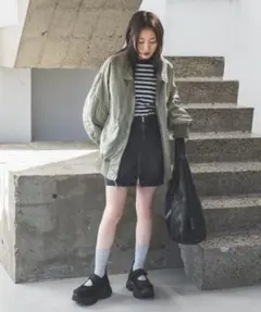 JEANASIS フロントZIPデニムミニスカート　ブラック　S ミニスカート