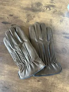ブラウンレザー　手袋　ラムウール