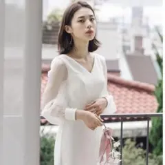 前撮り・二次会　ウェディングドレス　ワンピース　白