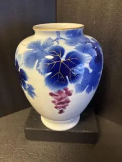 宮内庁御用達　有田焼 [深川製磁]　花瓶　深川焼　深川ブルー　華道