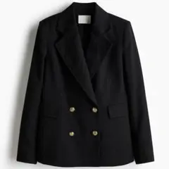 H&M ダブルブレストレザー ジャケット ブラック 金ボタン XSサイズ